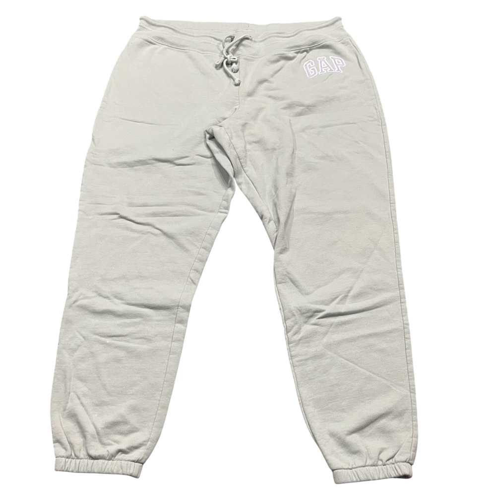 GAP Womens Sage‎ Green Logo Fleece Joggers Sweatpants Size L
